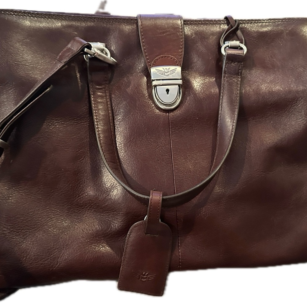 Consuela Brown Leather Satchel Bag